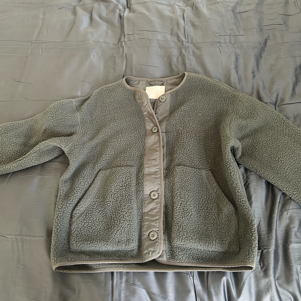 Everlane Slate Blue Fleece Jacket